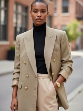 Talbots Tan Pure Wool Blend Blazer Jacket 12 Preppy Academic Office Corporate